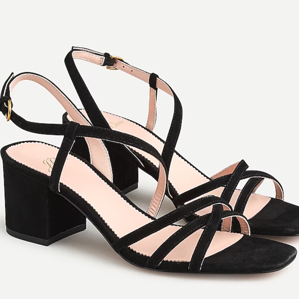 J. Crew Odette Strappy Sandals Suede Black Size 8.5 Women
